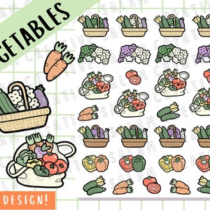 Stickers légumes -Mangez vos légumes verts en 2023 ! Adorable feuille d'autocollants pour votre agenda et votre journal intime