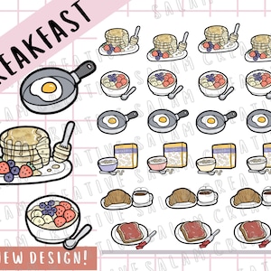 BREAKFAST STICKER sheet - pancakes, cereal, eggs... brekkie food themed stickers for your journal and planner