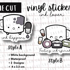Pegatina troquelada INK LOVER - vinilo resistente al agua - 2 diseños - decoración con temática de tinta de pluma estilográfica para obsesionados con la papelería