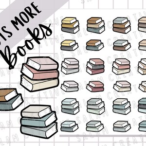 Foglio di adesivi LOTS MORE BOOKS - pile di libri per studenti e amanti della lettura! Ideale per tutte le agende e i diari, bellissimo su Hobonichi.