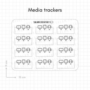 Media tracker sticker sheet- reading listening book audiobook podcast content tracking box stickers for your planner and journal image 2