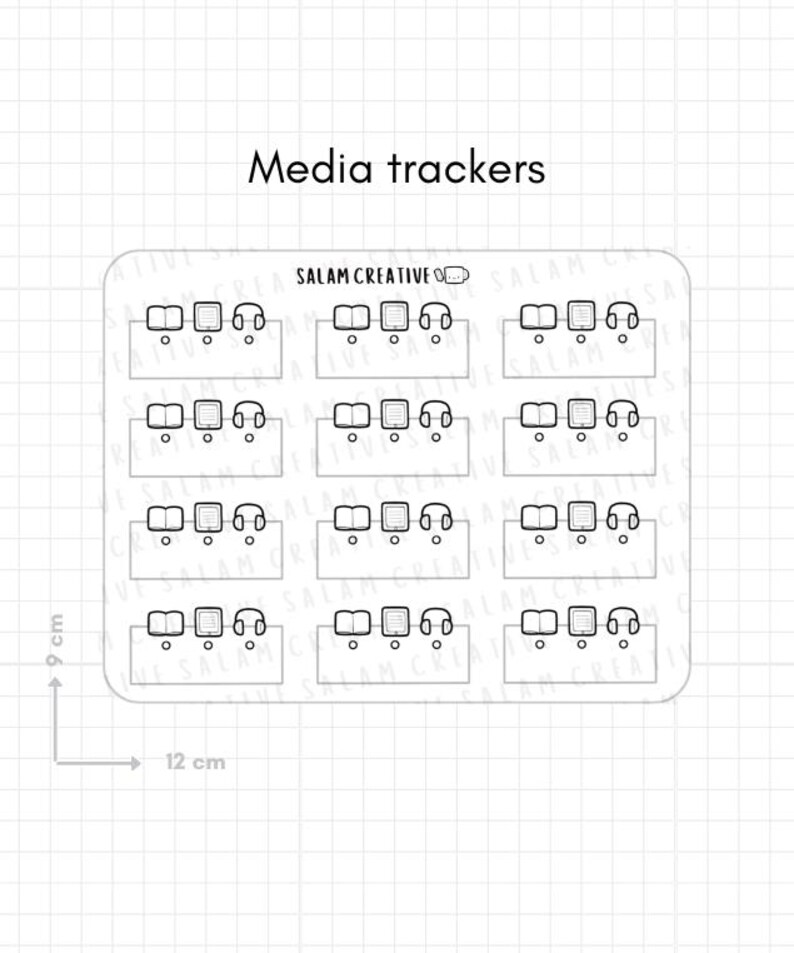 Media tracker sticker sheet- reading listening book audiobook podcast content tracking box stickers for your planner and journal image 2