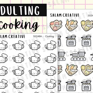 Folha de adesivos COZINHA - adesivos temáticos de adulto/chef/cozinha/cozinheiro doméstico para seus planejadores e diários