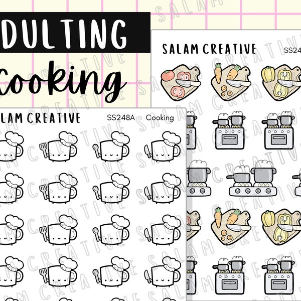 Sticker sheet COOKING - adulting/ chef/ kitchen/ home cook themed stickers for your planners and journals