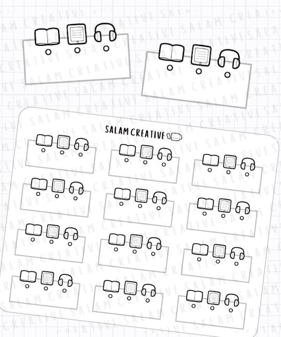 Media tracker sticker sheet- reading listening book audiobook podcast content tracking box stickers for your planner and journal