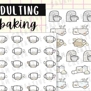 Folha de adesivos BAKING - adesivos temáticos de panificação caseira, vida adulta e passatempos de cozinha para seus planejadores e diários