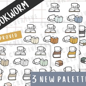 Stickervel boekenwurm - plannerstickers voor de boekenliefhebber, student, thuisschoolmoeder - voeg ze toe aan je dagboek, bujo journal / hobonichi