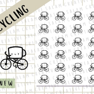 Foglio di adesivi CICLISMO - andare in bicicletta, bicicletta all'aperto, adesivi carini per pianificatore/diario