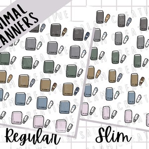 Foglio di adesivi MINIMAL PLANNER - Quaderni di luoghi comuni - scarabocchi dai colori tenui per gli amanti dei planner rilegati - 2 design