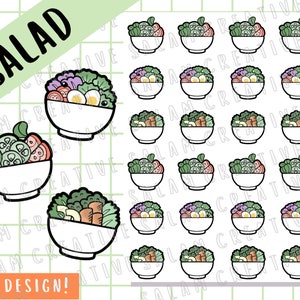 Feuille d'autocollants SALADE - autocollants sur le thème de l'alimentation saine/végétarienne pour vos agendas et journaux intimes