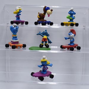 Vintage Smurfs Figurine Papa Smurf Smurfette Skateboard Multicolor Peyo 1990s