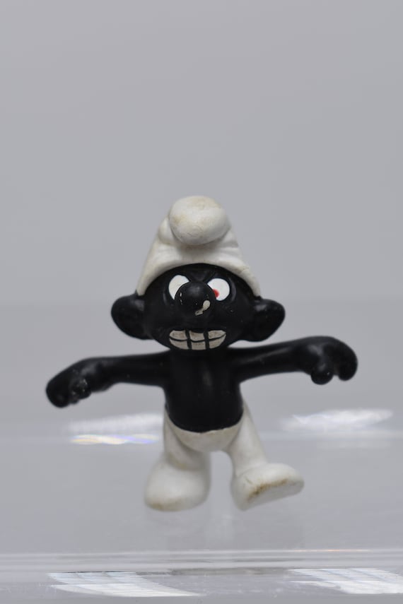 VINTAGE SCHLEICH THE SMURFS FREE POST IN UK 20007B ANGRY SMURF BLACK TEETH 