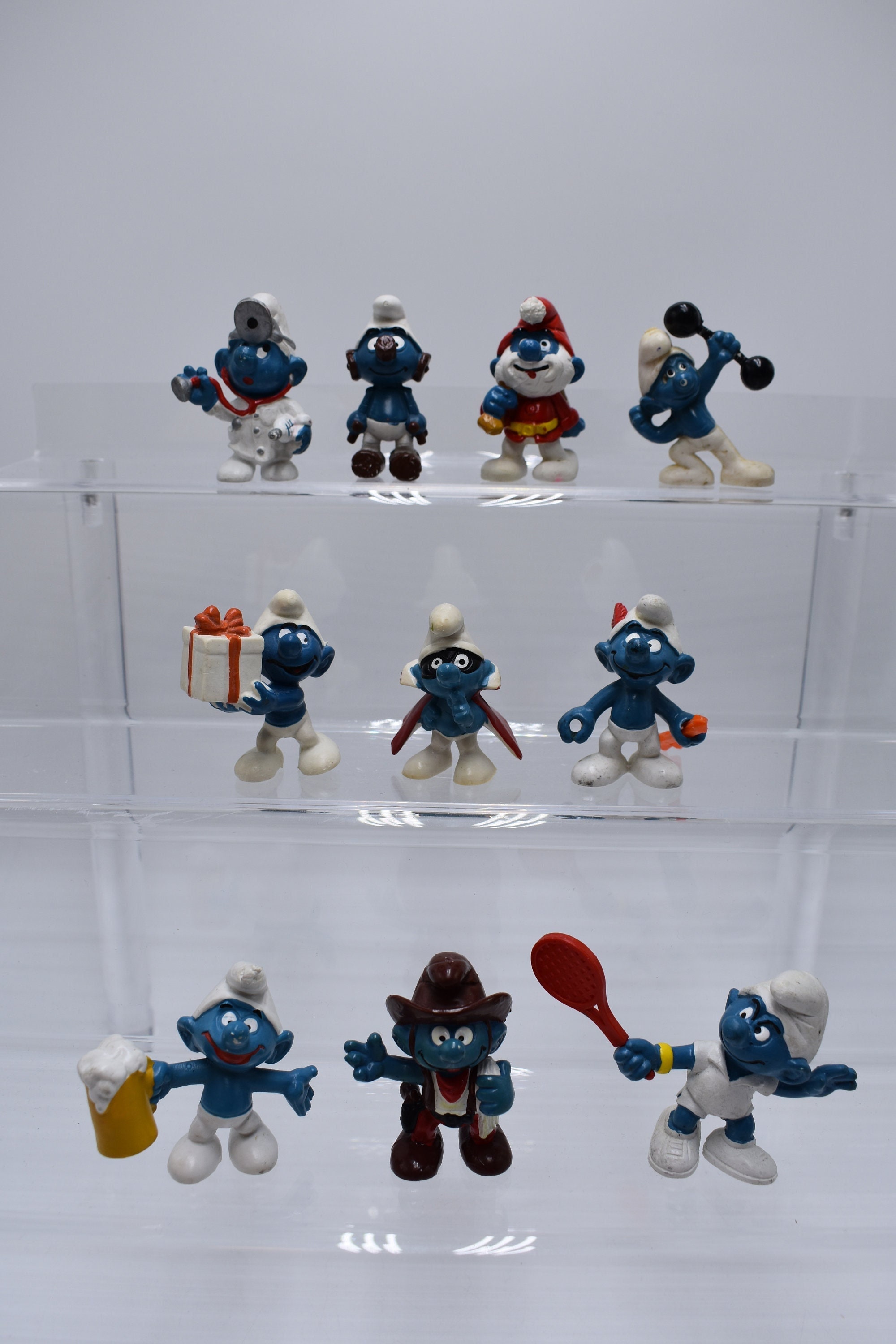 Vintage Toys, Collectible, SMURFS 1990, FOOTBALL Smurfs, Complete Series of  12 Figures, Vintage KINDER Surprise Figurines, Xmas Gift 