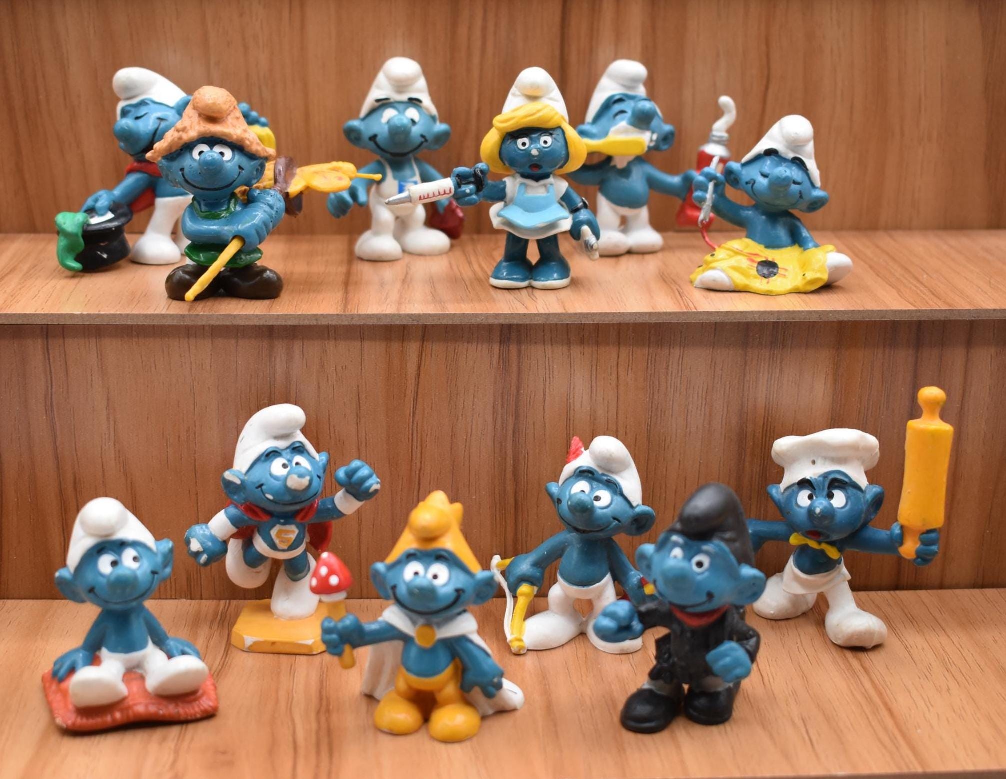 Vintage Peyo Smurf PVC Figurines, 1970s-80s Schleich Toy - You