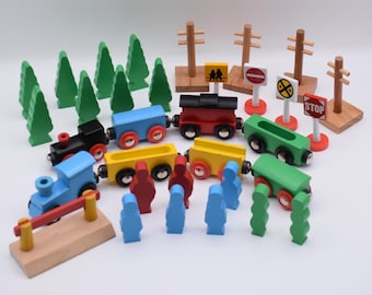 Train Brio Wooden Railway – Set Complet N°33143 – Vintage 1985 – Pièce Rare De Collection