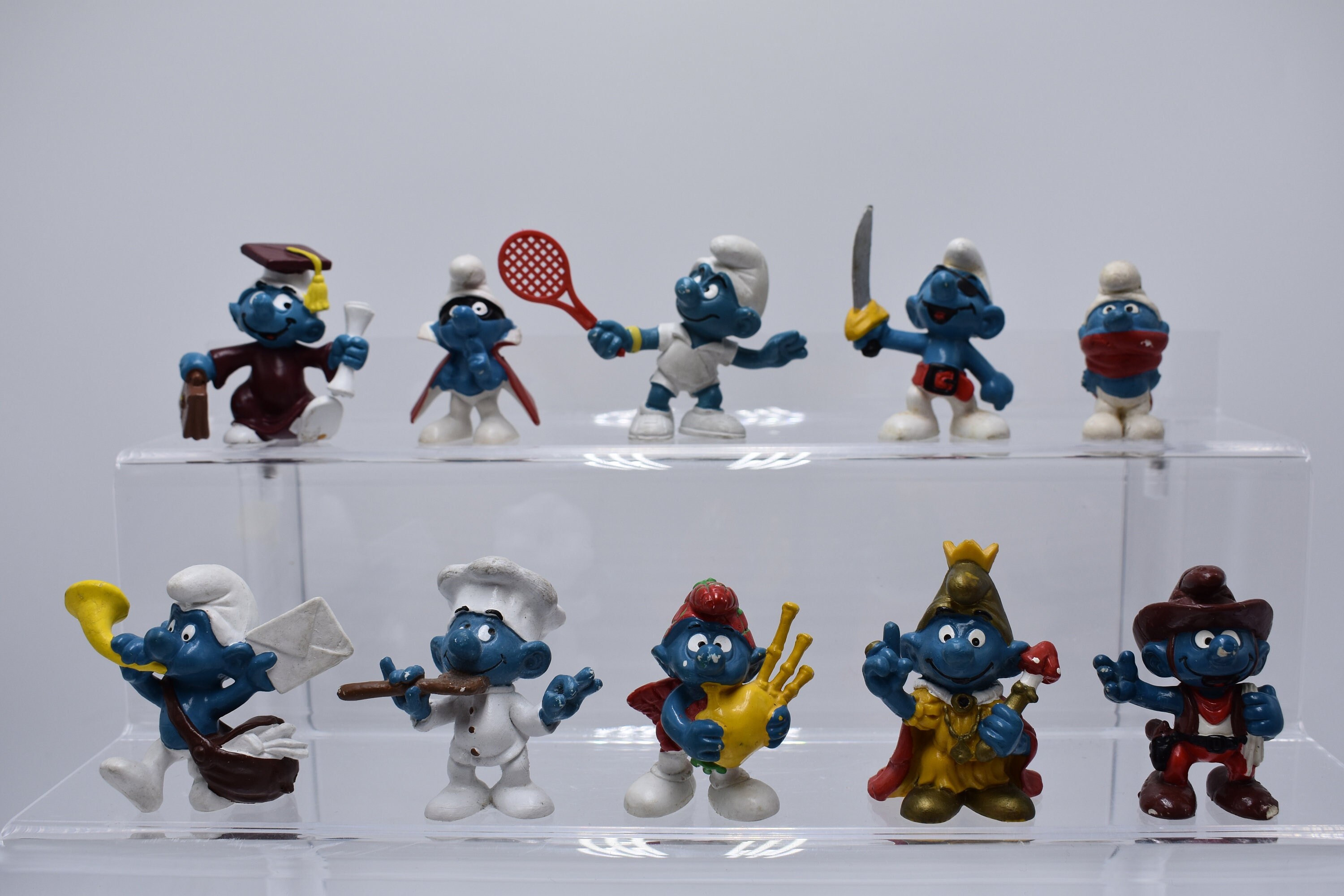 Figuras de los Pitufos de Peyo, Pitufos Bully Vintage, Figuras de Schleich  Figuras de los Pitufos de Peyo de los años 70 y 80. Casa de setas azules -   México