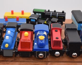 年代物　木製トーマスと仲間たち 1990年代の木製列車トーマスと仲間たち 7両セット（写真の通り