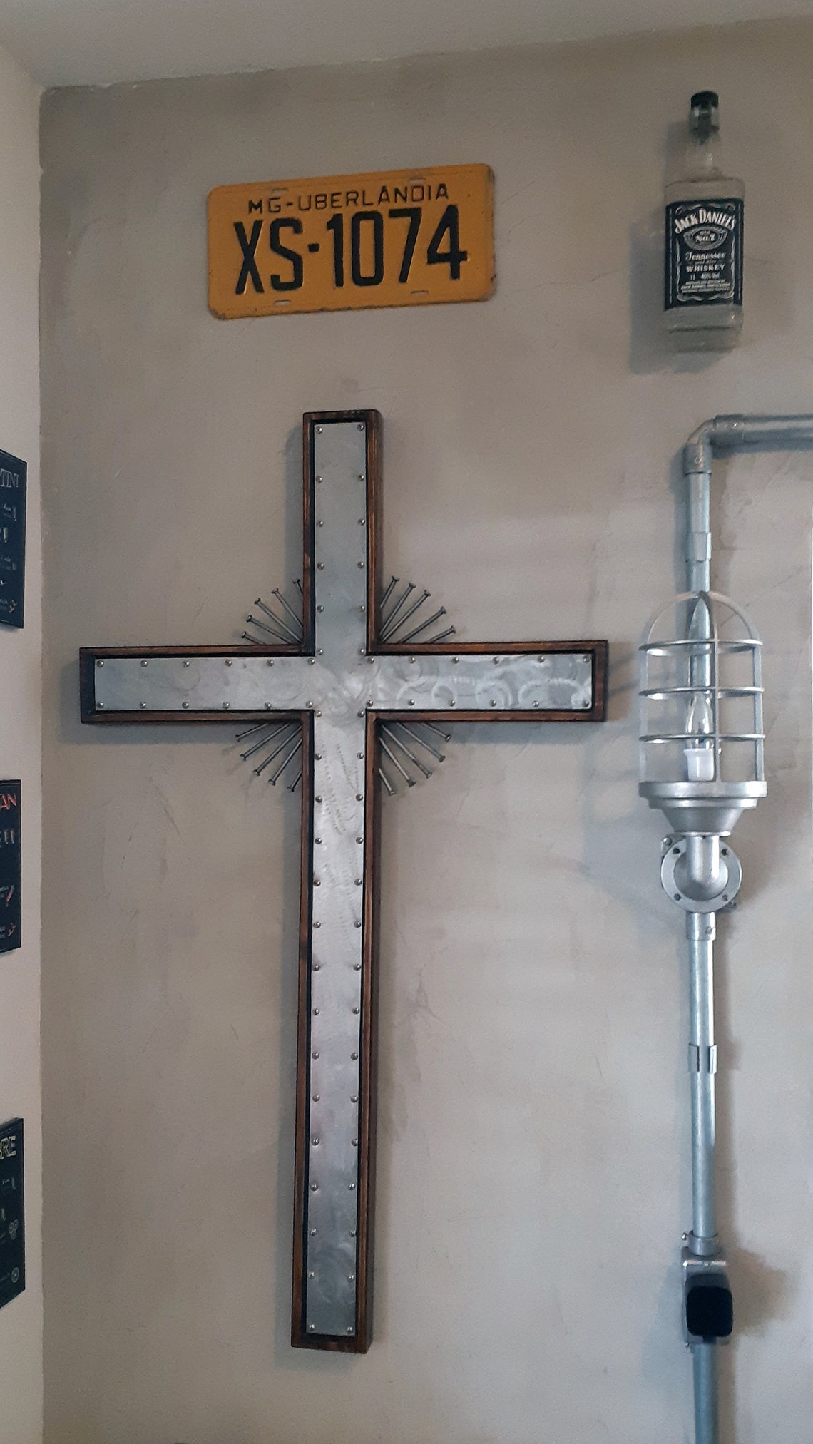 Stunning Rustic Wall Cross Made With Wood With Steel Cross Builtin