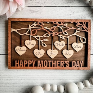 Mother's day personalized hanging hearts wall hanging