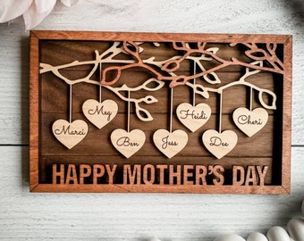 Mother's day personalized hanging hearts wall hanging