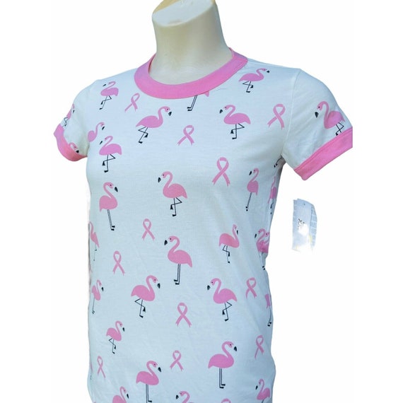 NWT LuLaRoe Liv XXS Pink Cancer Ribbons Flamingo … - image 2