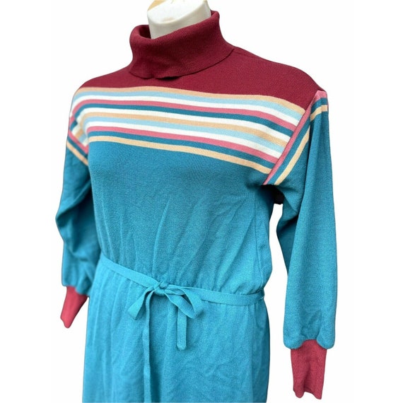 Vtg 70s Castleberry Knit Wool Dress Turtleneck St… - image 1