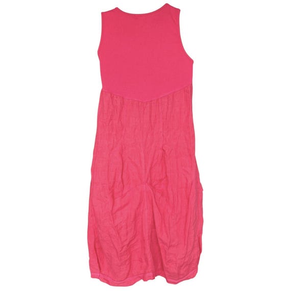 Brin d'Ete 100% Italy Linen Dress Midi Lagenlook Coastal Casual Sleeveless Pink View 5