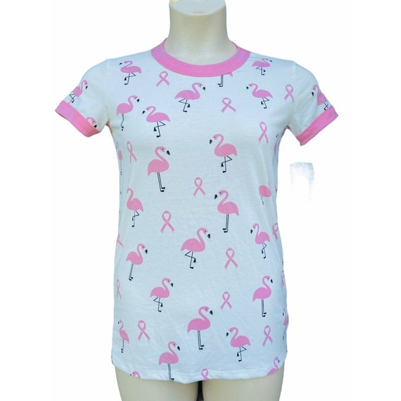 NWT LuLaRoe Liv XXS Pink Cancer Ribbons Flamingo … - image 1