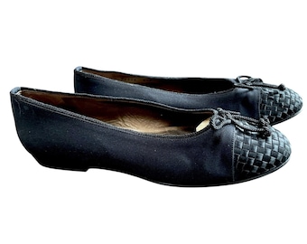 Y2K Vtg Cole Haan Neiman Marcus Black Woven Slipon Ballet Flats Shoes Italy 8.5B