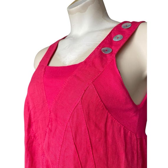 Brin d'Ete 100% Italy Linen Dress Midi Lagenlook Coastal Casual Sleeveless Pink View 4