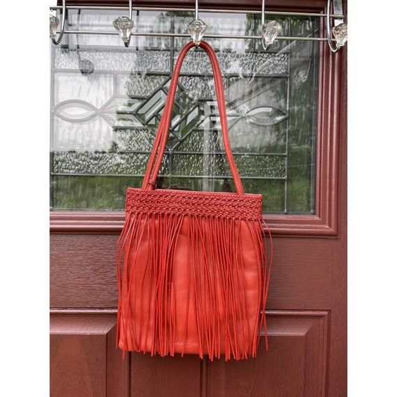 Turquoise Red Tan Diamond Wool Leather Handle Fringe Bag – Cowgirl Barn &  Tack