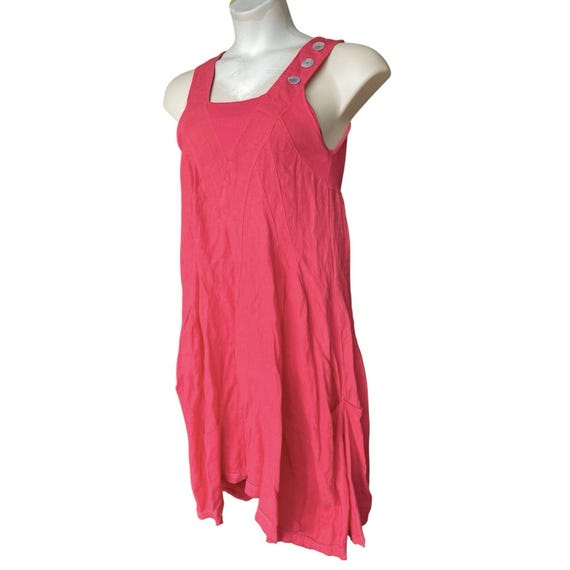 Brin d'Ete 100% Italy Linen Dress Midi Lagenlook Coastal Casual Sleeveless Pink View 3