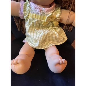 Cabbage Patch Kids Doll Red Hair Green Eyes 2004 Vtg Pink Gingham Dress Diaper