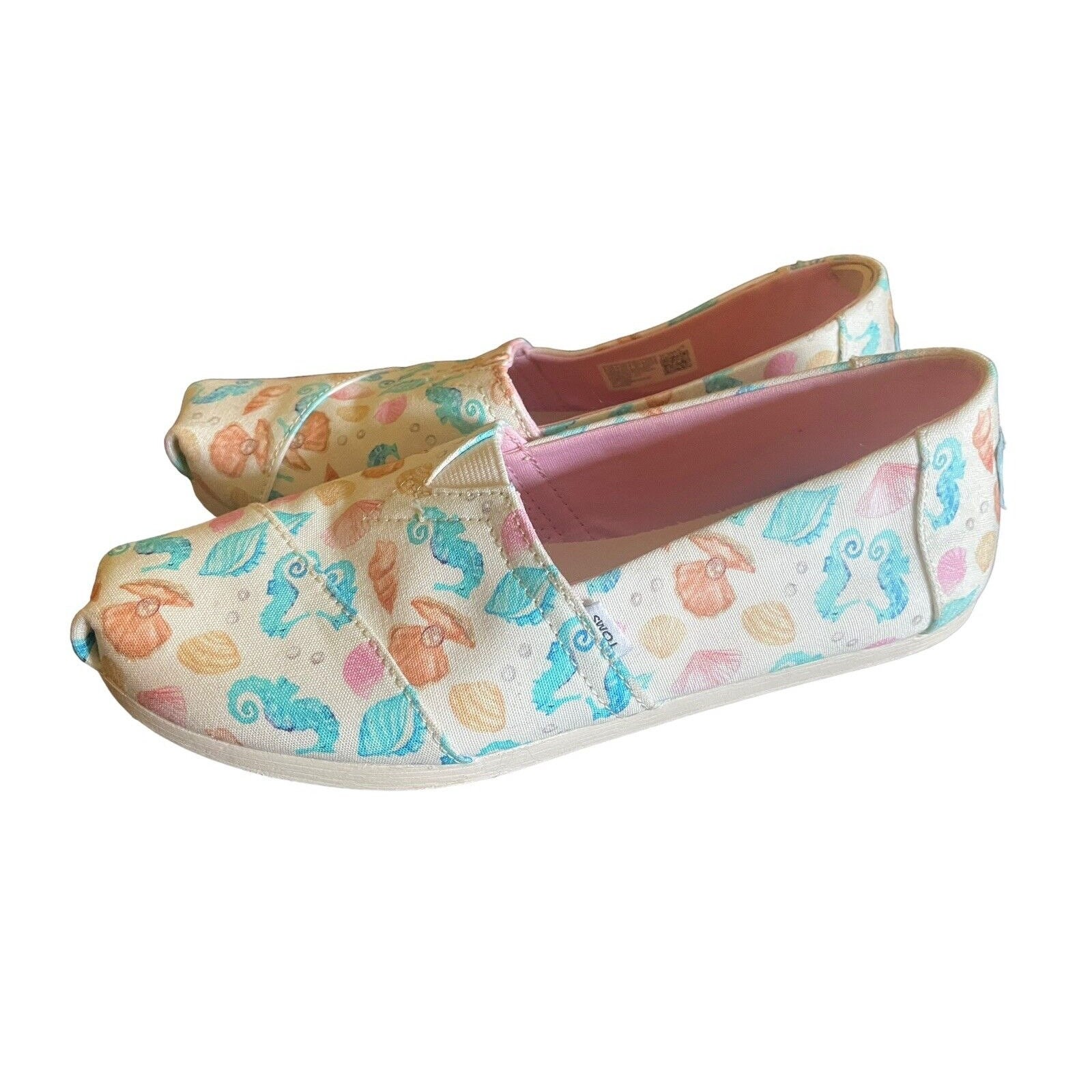 Toms Alpargata Natural Seashell Print Canvas Beach Flats Summer