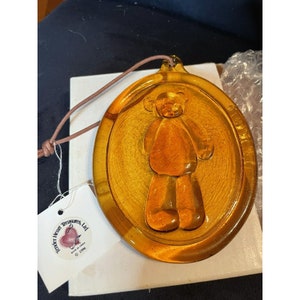 NEW! Vtg 1996 Tender Heart Treasures Honey Glass Christmas Ornament Teddy Bear