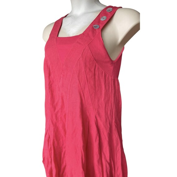 Brin d'Ete 100% Italy Linen Dress Midi Lagenlook Coastal Casual Sleeveless Pink