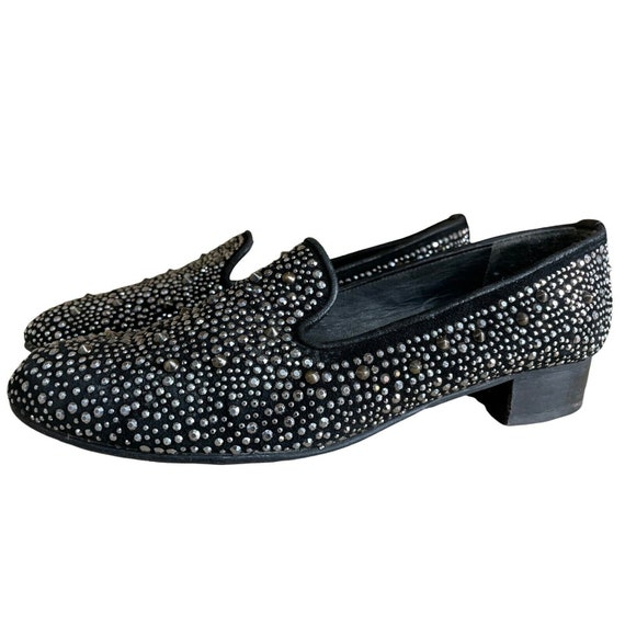 MSRP 495.00 Stuart Weitzman Slipbead Studded Black Smoking  display picture 2