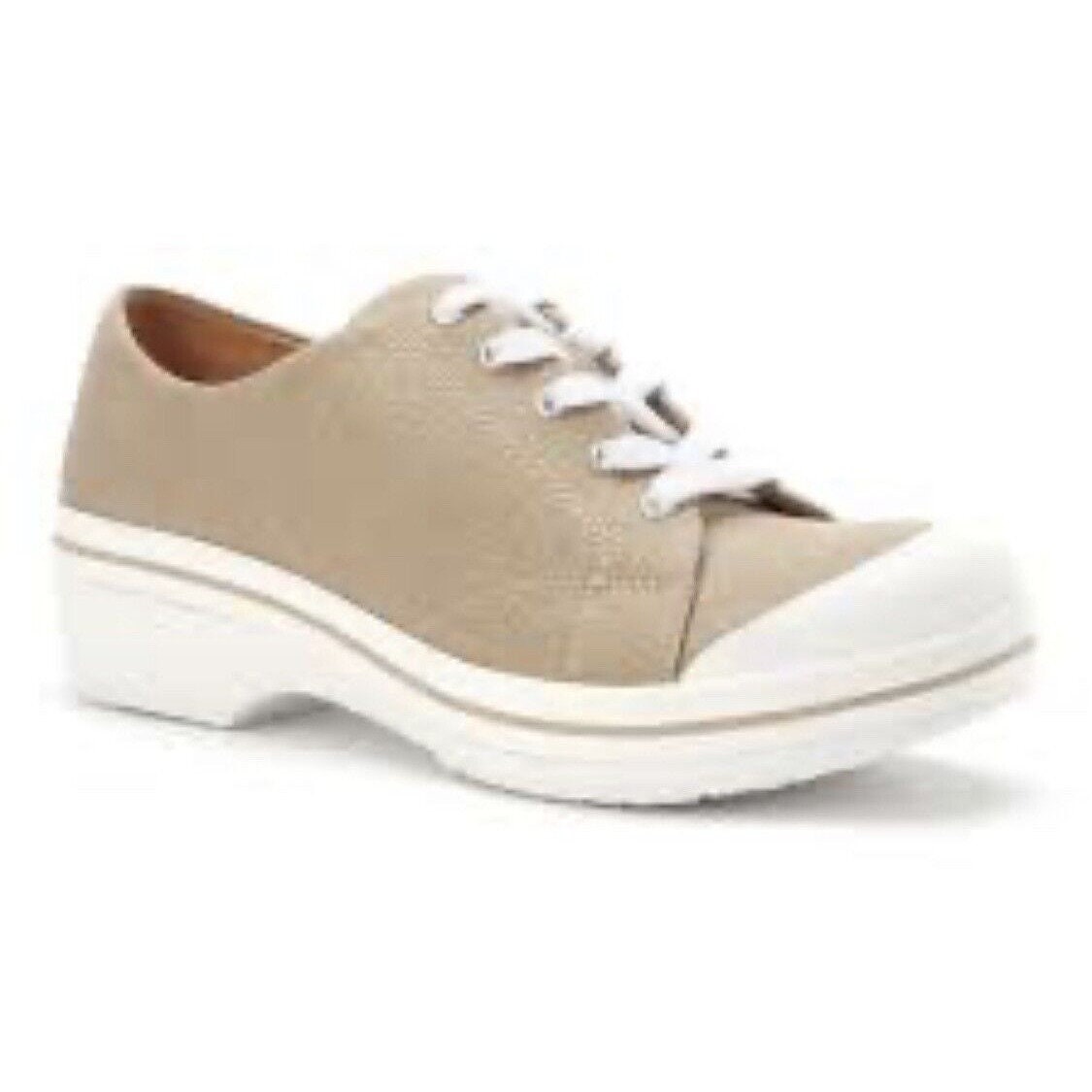 DANSKO VEDA Khaki Canvas White Sneakers Vegan Nursing Clogs 9.5