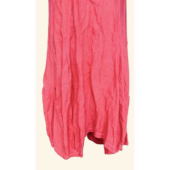 Brin d'Ete 100% Italy Linen Dress Midi Lagenlook Coastal Casual Sleeveless Pink View 6