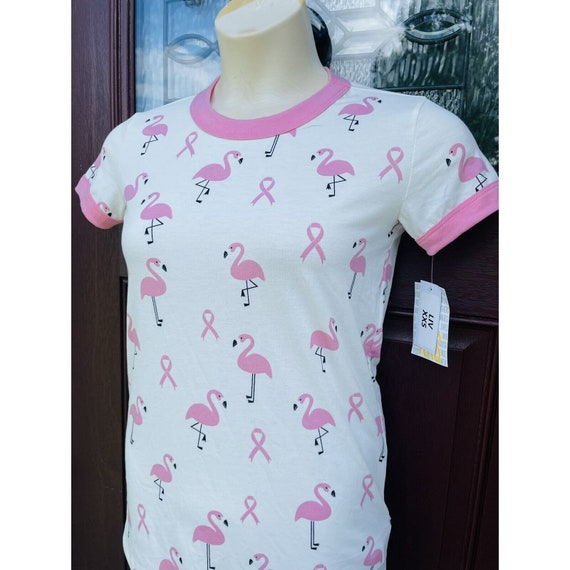 NWT LuLaRoe Liv XXS Pink Cancer Ribbons Flamingo … - image 4
