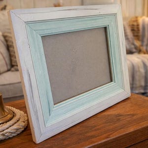 Rustic Farmhouse Distressed Picture Frame Coastal Blue White