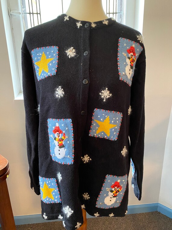 Black patchwork sweater | Christmas vintage | win… - image 1