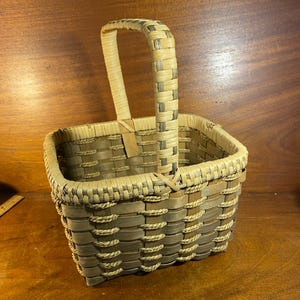 Handwoven Rectangular Basket With Handle Natural & Brown Wicker Design Rustic Storage Or Decorative Use