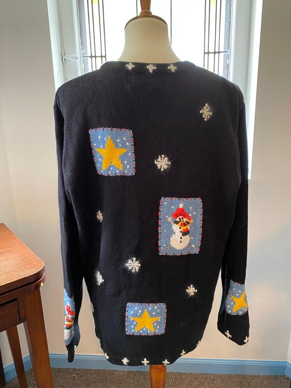 Black patchwork sweater | Christmas vintage | win… - image 2