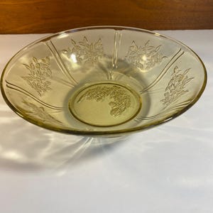 Vintage Gold Depression Glass Bowl With Floral Pattern