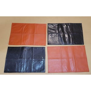 Vintage-Style Faux Leather Patchwork Rectangular Placemats Set Of 4 - Orange & Brown