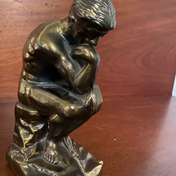 Barnes and Noble, thinking man book end, single from 1999  | heavy brass | the thinker