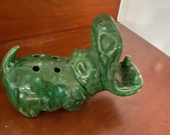 Hippopotamus | pencil Holder | bright green | 1970s desk decor | house hippo | business card holder | desk accessory mcm mod