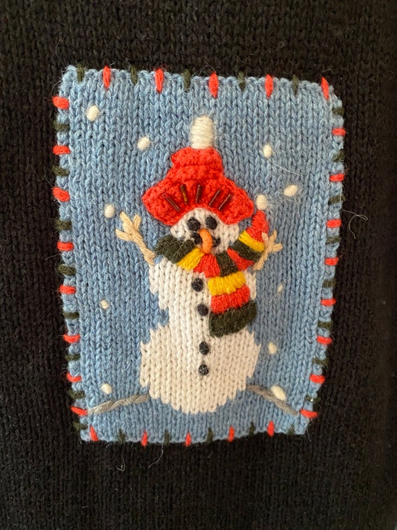 Black patchwork sweater | Christmas vintage | win… - image 4