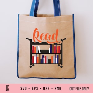 Reading SVG Library Book cart read SVG file for Cricut and Silhouette